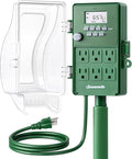 DEWENWILS Outdoor Power Stake Timer, 1800W/15A Digital Timer with 6 Grounded Outlets, 6FT 14/3C Extension Cord, Waterproof Heavy Duty Outlet for Lights, Yard, Garden, ETL Listed