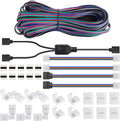 SUPERNIGHT 3528 2835 4 Pin 8mm LED Strip Connector, RGB Rope Lights Connector Kit, Gapless Solderless Clip, 32.8ft Extension Wire Cable, L Shape PCB (for 8mm Width Strip)