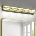 OKELI Crystal Vanity Lights LED Bathroom Vanity Light Fixture Over Mirror Modern Indoor Lamp, 6000K Cold White Dimmable, 5-Lights, 32W, ETL Listed