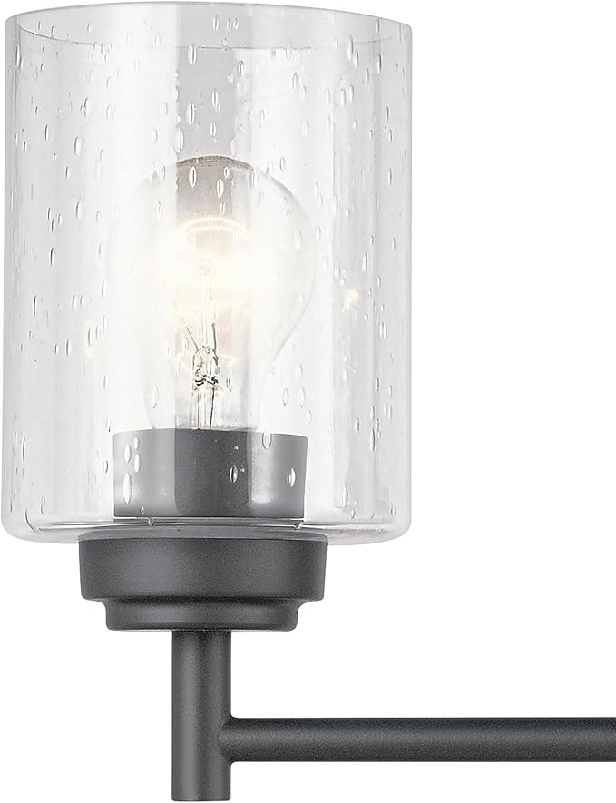 Kichler Winslow 21.5” Vanity Light in Black with Clear Seeded Glass, 3-Light Modern Bathroom Lighting Fixture, 45886BK