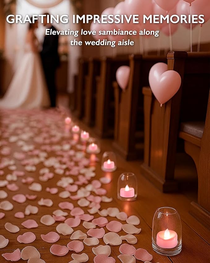 BEICHI Flameless Candles, Tea Lights Battery Operated, No Flickering Votive Candles LED Tea Lights for Wedding Christmas Party Home Decor (50 Pack, Pink)