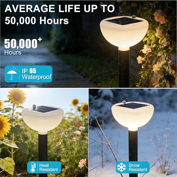 Lightdot Solar Powered Garden Lights Dusk to Dawn Solar Pathway Lights Outdoor, Auto On/Off, IP65 Waterproof Decor Landscape Lighting for Yard/Lawn/Walkway/Driveway