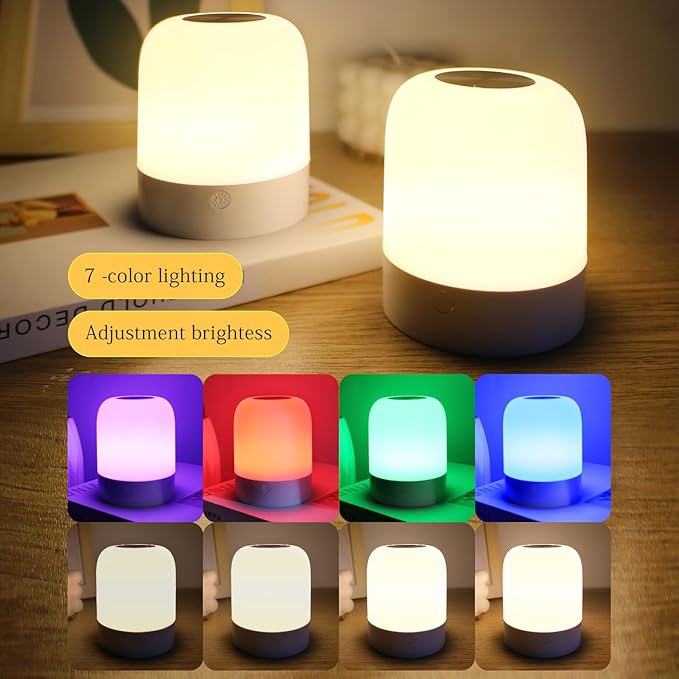 Rechargeable Night Light for Baby Nursery with Touch Control, 13 Colors & 3 Modes, Dimmable Nursery Lamp with Timer, Portable Hanging Bedside Light for Kids Room, Breastfeeding, Camping