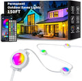 150FT Permanent Outdoor Lights, Smart RGB Eaves Lights with App/Remote Control, LED IP67 Waterproof Outdoor Lighting for Halloween Christmas Holidays Daily Party House Roof Lighting