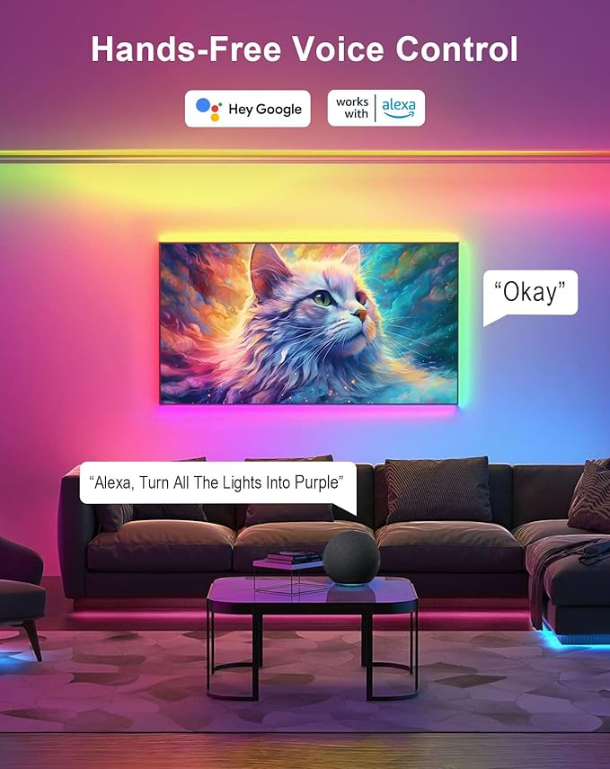 Zigbee3.0 RGBCW Smart LED Strip Lights,1M/3FT Ambient LED Strip Light,16Million Colors Changing LED Light Strip for Bedroom