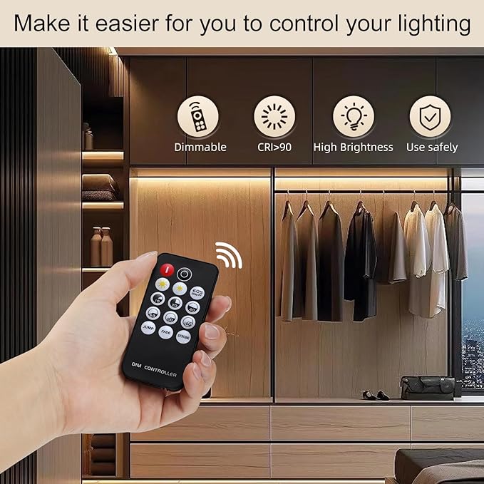 24V COB LED Strip, LED Strip for Bedroom, 16.4FT Remote Control LED Strips, Warm LED Light Strip, COB Flexible Light for Bedroom Cabinet Vanity Mirror DIY Lighting
