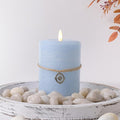 LumiPur Signature Coastal Collection Natural Glow Flickering Flameless LED Wax Pillar Candle (3.5" x 5", Powder Blue)