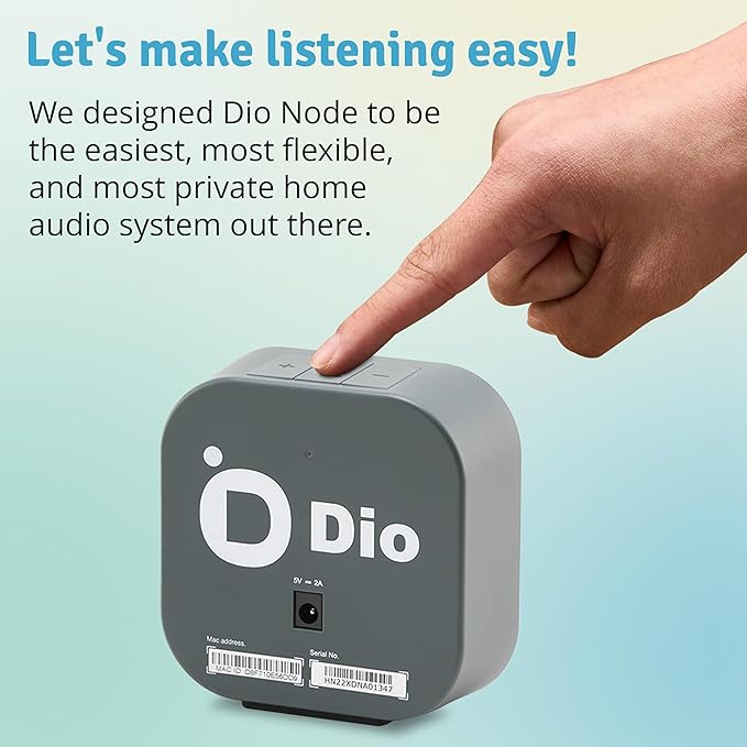 Dio Node Multiroom Wi-Fi Home Speakers (1-Pack), Works with Apple AirPlay 2 and Other Apple Devices, Immersive Sound System, Easy to Connect, Spotify Player