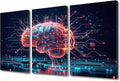 Framed Wall Art Artificial Intelligence Brain Cloud Networking Pictures Print for Living Room Decoration 3 Panel Modern Wall Art AI Concepts Artwork Ready to Hang, 36" Wx24 H
