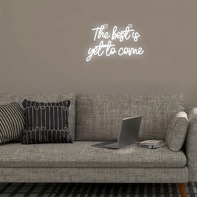 The Best is Get to Come LED Neon Signs for Wall Decor Neon Wall Art Acrylic LED Lights with Hanging Chain Light Up for Bedroom Decor Graduation Bar Pub Wedding Party 5V USB Powered Dimmable