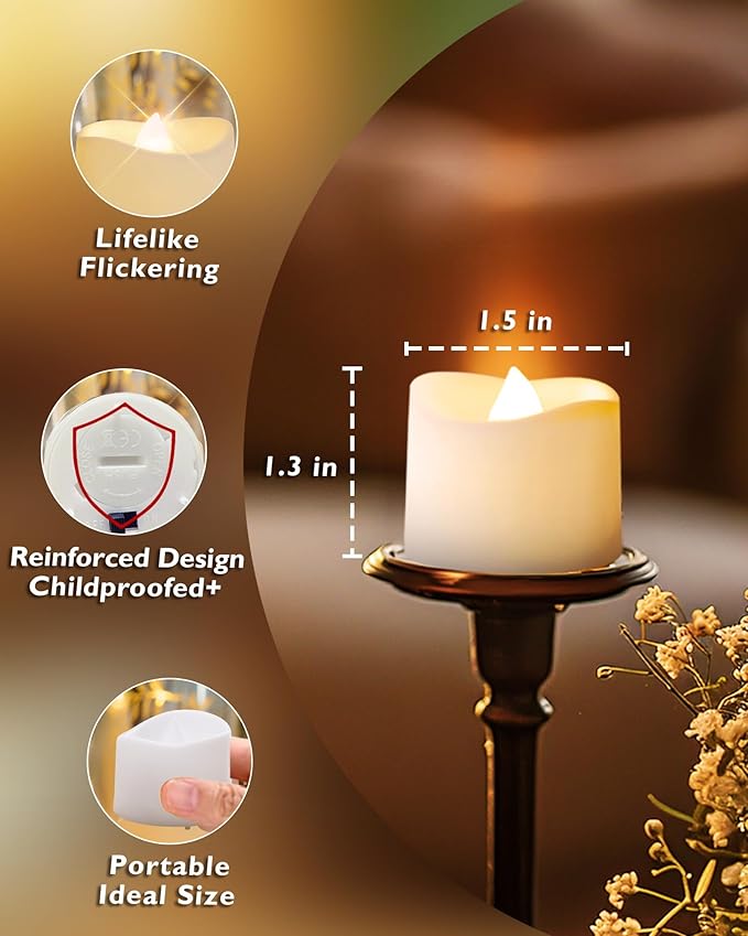 Homemory Flameless Remote Control Tealight Candles with Timer, Battery Operated LED Electric Battery Tea Lights Votive Candles with Remote for Table Decor, Outdoor Decor, Home Decor,12Pcs-Warm White