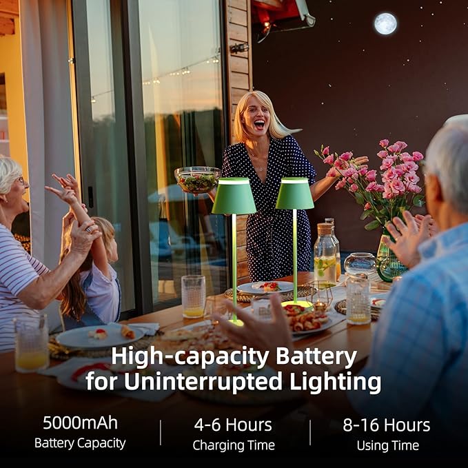 Cordless Table Lamp Set of 2 with Portable USB Rechargeable Dock, LED Wireless Touch Desk Lamps with Remote, 3 Color Stepless Dimmable, for Bedroom Night Lights Dining Outdoor Patio Restaurant