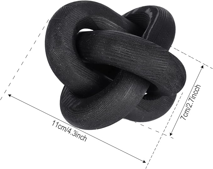 Jlong Wood Knot Decor, 3-Link Wood Chain Link Coffee Table Decor, Small Shelf Decor Accents, Hand Carved Modern Farmhouse Boho Wooden Knot Decorative Chain Wood Decor for Living Room Bedroom Office