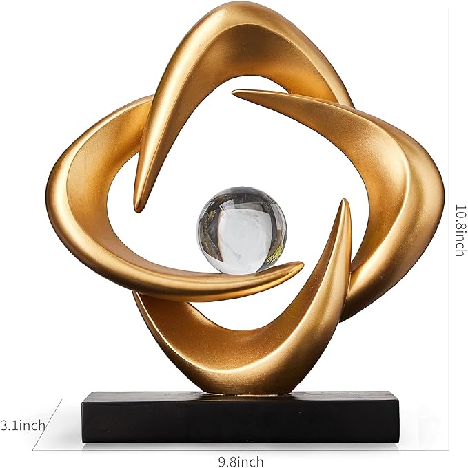 Abstract Art Sculpture, Resin Gold Decorative Statue, Modern White Ornaments for Living Room, Decorativas Modernas for Coffee Table/Entryway/Office Collectibles (Gold)