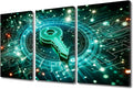 TUMOVO AI Wall Decor 3 Pieces Canvas Wall Art Key Icon on Digital Circuit Board Background Pictures for Home Hotel Wall Decoration, Artificial Intelligence Artwork Ready to Hang, 36" Wx24 H