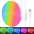 16.4FT RGB Neon Light Strip, 5V USB Led Strip Lights with Touch Controller, Flexible Neon Rope Lights for Bedroom, Party, Home Decor