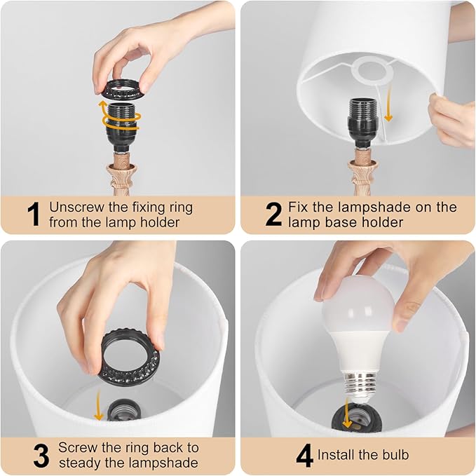 Boncoo Dimmable Small Table Lamp, Bedside Lamps Touch Control for Bedrooms Nightstand with Wood Grain Base, Desk Lamp Night Light for Office Living Room, 9W 3000K LED Bulb Included