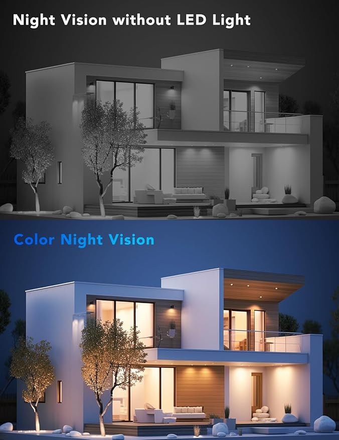2K Solar Security Cameras Wireless Outdoor, 360°PTZ Battery Powered Cameras for Home Security, 2.4G WiFi Outdoor Camera with Color Night Vision, IP66 Waterproof, Motion Sensor Alarm, White