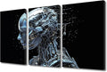 TUMOVO Female Robot Face Pictures Concept Wall Art 3 Panel Modern Canvas Print Art for Living Room Bedroom Decoration, Artificial Intelligence Artwork for Home Decoration Ready to Hang, 36" Wx24 H