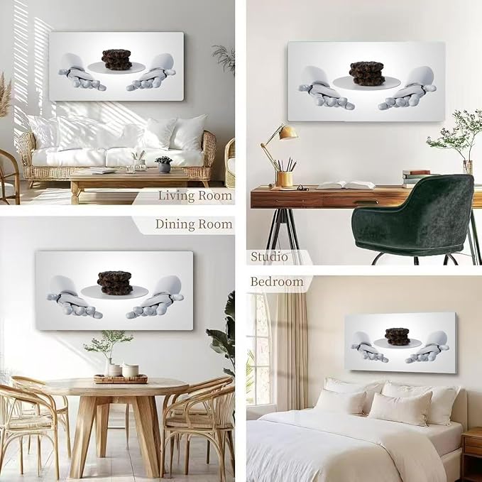 Wibinuki Wall Art Wall Decor Wall Paintings D rendering of robotic arms holding stack of beef pties for Living Room Bedroom Bathroom Home Decor Can Be Hung Directly 20"x 40"