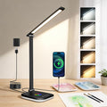Bright LED Desk Lamp for Office Home, 10%-100% Stepless Dimmable & 5 Color Temperatures, Eye Caring Desk Light for Office, Study, Craft, Puzzle, Nail, Sewing | USB Charging | 45 Min Timer | RGB