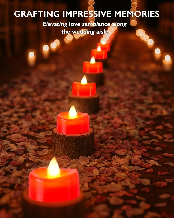 BEICHI Flameless Candles, Tea Lights Battery Operated, No Flickering Votive Candles LED Tea Lights for Halloween Christmas Wedding Home Decor (50 Pack, Red)
