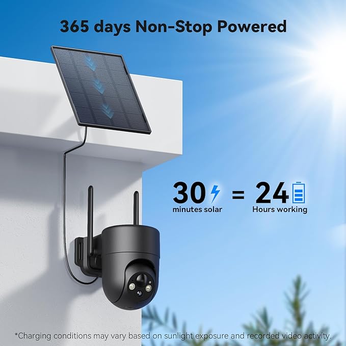 Solar Security Camera Wireless Outdoor, 2K Color Night Vision, 360°View Outdoor Camera Wireless, Instant Alerts, Remote, 2.4GHz Wi-Fi, 4pack
