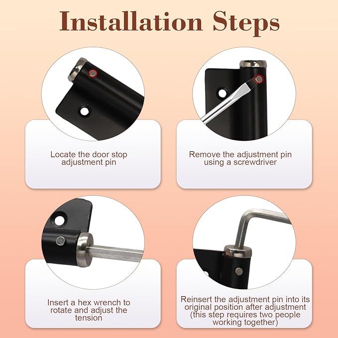 BokWin Automatic Door Closer for Home, Safety Spring Door Closers Adjustable Self Closing Device, Easy to Install with Arm, Screw, Wrench for 5kg (1 Pack, Black)