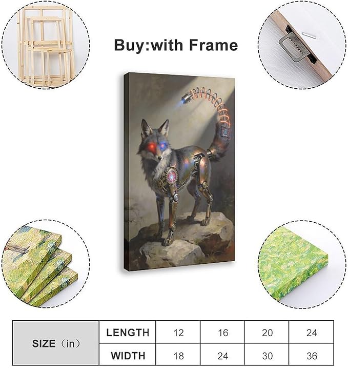 Framed Steampunk Fantasy Wall Art for Modern Living Room TV Wall Futuristic Industrial Style Decor Statement Artwork 08x12inch(20x30cm)