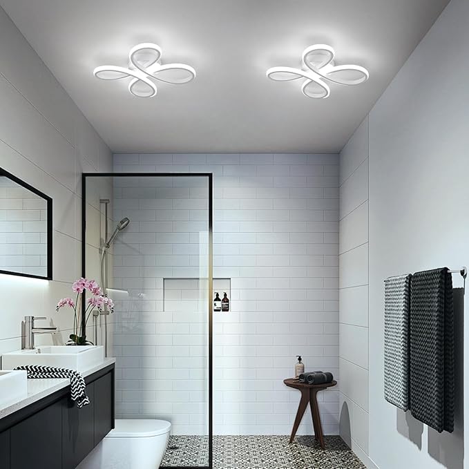 ADISUN Modern LED Ceiling Light, 6000K Semi Flush Mount Ceiling Light Fixture, Modern Unique Ceiling Lights for Living Room Bedroom Corridor Aisle Hallway, 2 Pack