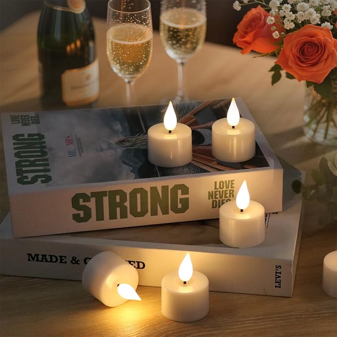 Rechargeable Candles tealights 12 Pack, Electric Tea Lights with Type-C Charging Base, 60-Hour Ultra Runtime, 2 inch Votive Candle with Remote, Ideal for Wedding Christmas Table Centerpiece