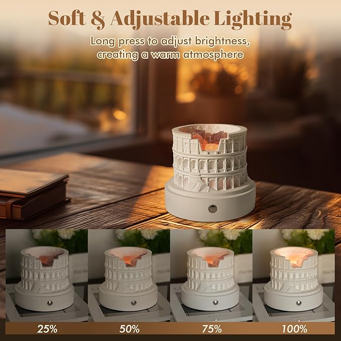 Colosseum Night Light & Essential Oil Diffuser – Roman Architecture Decorative Lamp with Warm LED Glow, Cordless Rechargeable Accent Light for Bedroom, Living Room, Meditation & Spiritual Décor