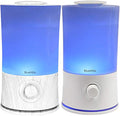 BlueHills Premium Set of Two Large 2000 ML XL Essential Oil Diffusers Humidifier Combo for Large Room Home with Décor LED Lights Great Gift – White and White Wood Grain.