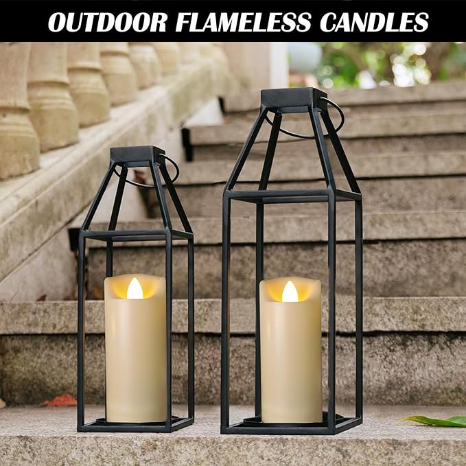 LED Battery Operated Candles 2"x5" Plastic Flickering Flameless Candles with Timer/Remote Outdoor Waterproof Wedding Party Halloween Christmas Decoration Realistic Slim Tall Pillar Candles