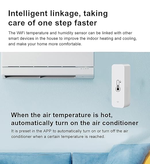 2-Pack WiFi Temperature Humidity Sensor: Indoor Thermometer Hygrometer with App Alert, Free Data Storage Export, Smart Temperature Humidity Monitor for Home Pet Greenhouse, Compatible with Alexa