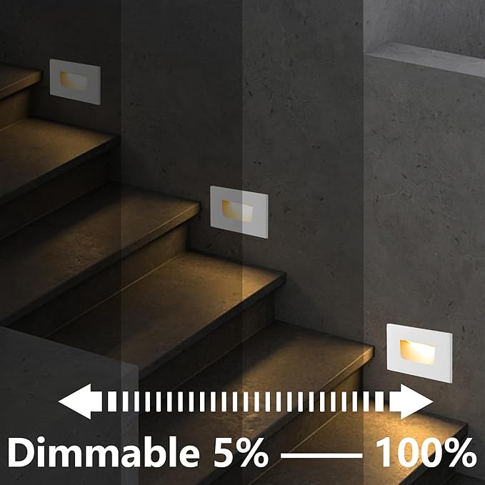 FTL Outdoor Step Lights LED Stair Lights Indoor 120V, Dimmable Deck Stair Light 3.5W 150LM 3CCT 3000K/4000K/5000K, White Light for Steps Horizantal Aluminum Waterproof, 4-Pack