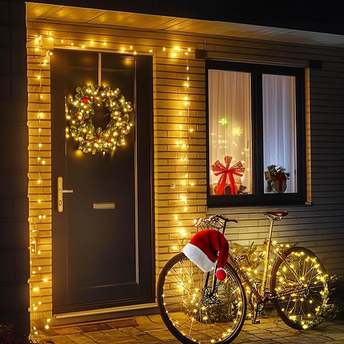JMEXSUSS 300 LED Fairy Lights Plug in, 99 ft 8 Modes Remote Control Twinkle String Lights with Wheel, Warm White Christmas Lights Indoor Outdoor Waterproof for Bedroom Christmas Decor