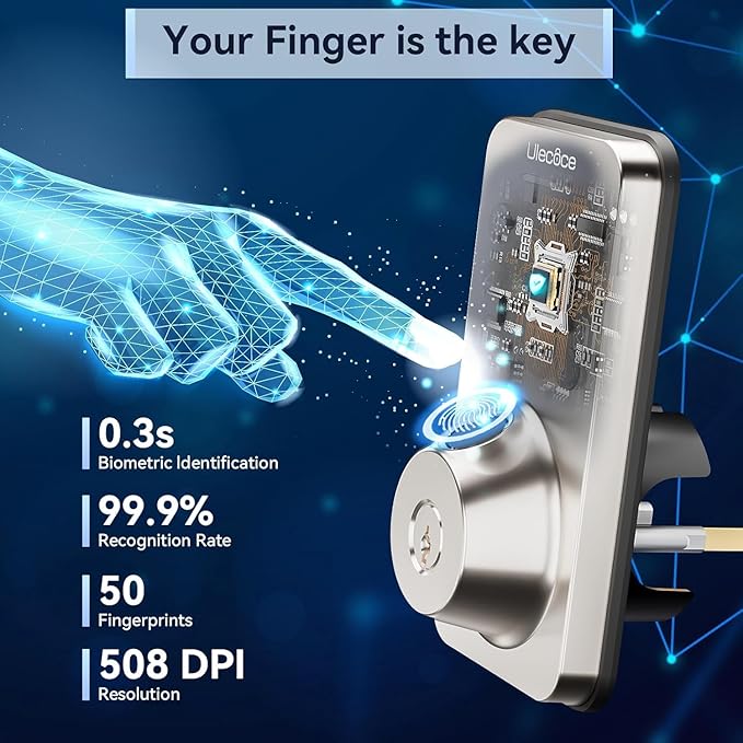 Keyless Entry Door Lock with Handle Set - Built-in WiFi, App Control & Doorbell, Electronic Keypad Deadbolt with One-Time Code, Auto-Locking, Easy to Install, Satin Nickel