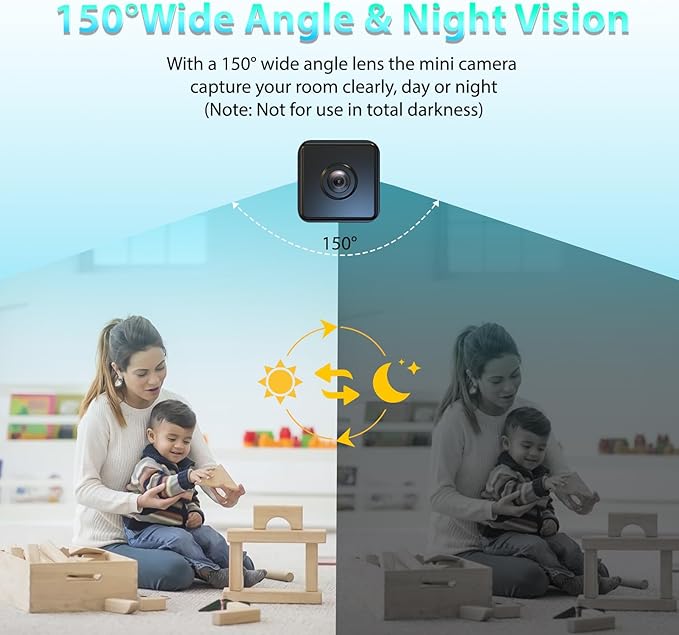 Mini Camera 2026 Upgrade Security Wireless Camera Small Home WiFi 1080P Micro Magnetic Nanny Cam with Motion Detection Wide Angle Cloud & SD Storage Night Vision No Need WiFi Tiny Cameras for Indoor
