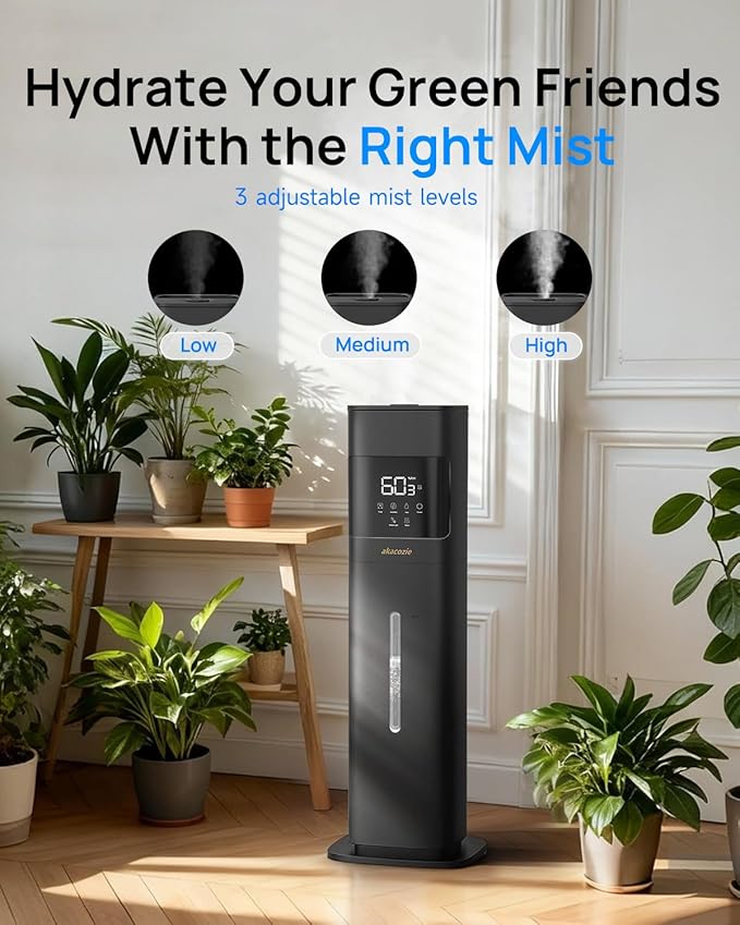 Warm & Cool Mist Humidifiers for Bedroom 500 sq ft, 2.1Gal/8L Top-Fill Humidifier Large Room with Essential Oil Diffuser, Large Room Humidifiers for Home Baby Nursery Office Plants, Black