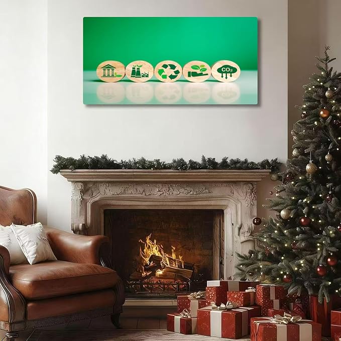 Wibinuki Wall Art Wall Decor Wall Paintings Green Energy on a wooden block Energy saving and sustainable for Living Room Bedroom Bathroom Home Decor Can Be Hung Directly 20"x 40"