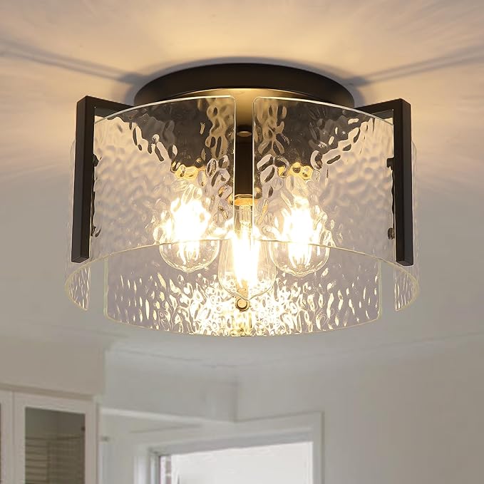 Black Flush Mount Ceiling Light Fixture, Modern Entryway Light Fixture Ceiling Mount, Close to Ceiling Light Fixtures, Kitchen Lighting Fixtures Ceiling Lights for Bedroom Bathroom Hallway Dining Room