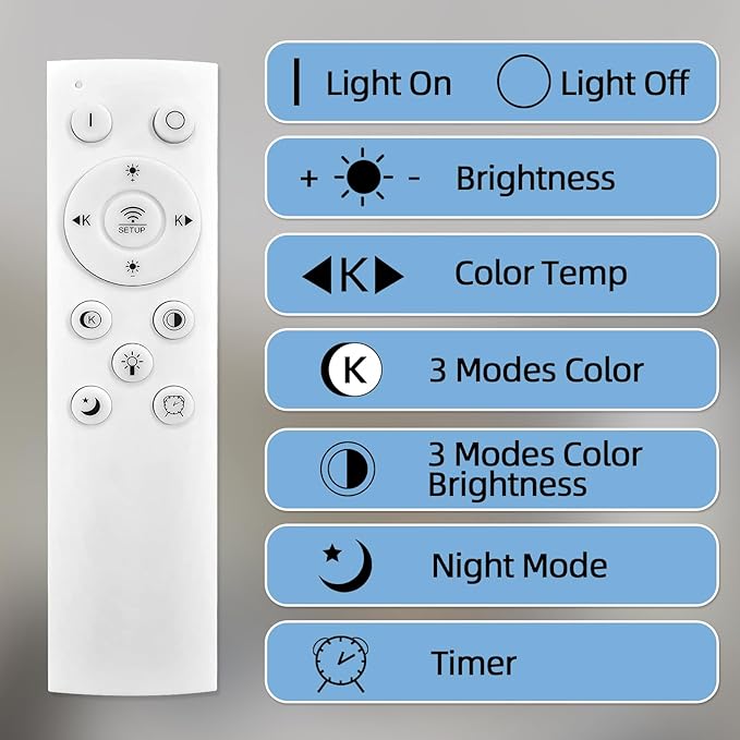 Modern LED Ceiling Light Fixture, 32" Dimmable Semi Flush Mount Ceiling Light with Remote & App Control 6 Ring Ceiling Lamp for Dining Room, Kitchen, Living Room, Bedroom, Office, Black