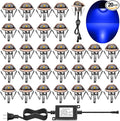 Recessed LED Deck Light Kit, 12V Low Voltage Waterproof IP65 In Ground Outdoor Landscape LED Lighting for Stair Patio Garden Floor Corner Sauna Room Bathroom(Blue,30pcs)