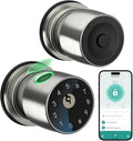 IRONZON Fingerprint Door Knob for Bedroom - 291Y 4-in-1 Keyless Bedroom Door Knob smart Door knob with App, One-tap Privacy Mode Setup, Auto-Lock Easy to Install - Satin Nickel