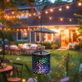 Hanging Solar Lights Outdoor Waterproof: RGB Hanging Lights with S Hooks Decor Iron Art Outdoor Solar Lantern in Garden, Pathway,Yard, Front Door and Landscape (1)