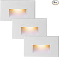 LED Outdoor Step Lights Indoor Stair 120V Dimmable, 4W 350LM 3000K Warm White, IP66 Waterproof for Steps, White Deck Horizontal, 3-Pack