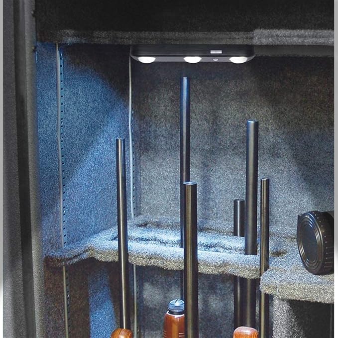 MIND&ACTION Gun Safe Lights, LED, 12 Bulbs, Motion Activated, Rotatable, Battery Powered (Black 2 Pack)