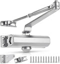 Automatic Hydraulic Door Closer – Adjustable Soft Close for Residential & Light Commercial Use – Grade 3 Heavy Duty Aluminum, Easy Install with Template, Silver (88–143 lbs)