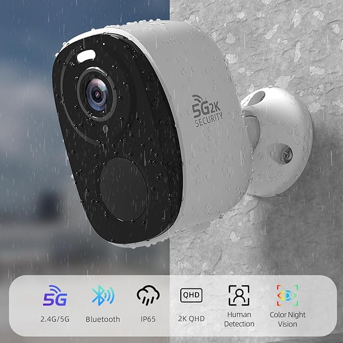 5G/2.4GHz WiFi Security Cameras Wireless Outdoor,2K Battery Home Security Camera with AI Detection,Siren, Surveillance Indoor Home Camera, Color Night Vision,2-Way Talk,IP65, Cloud/SD, Works Alexa
